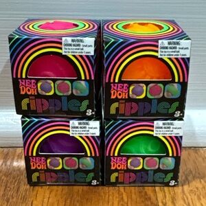 NeeDoh Ripples mini Stress Balls - Neon Pink, Orange, Purple, Green (Set of 4)